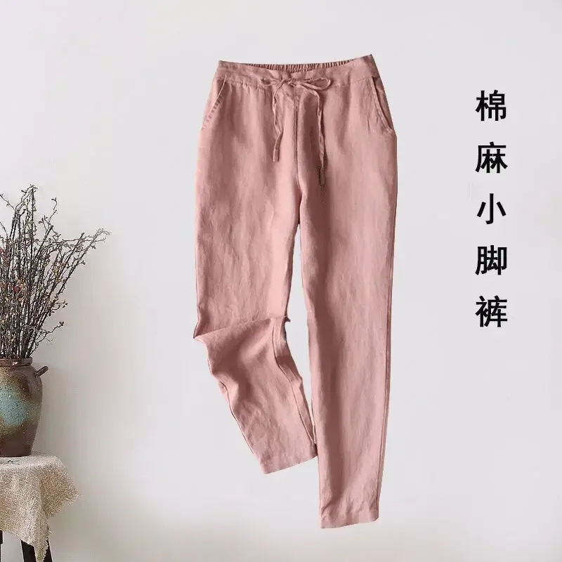 

Casual S-5XL Cotton Linen Pants Women 2024 Spring Loose Cotton Trousers Women Vintage Elegant Trousers Formal Pencil Pants 19724