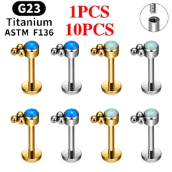 1/10PCS G23 Titanium Opal Stud Earrings 16G Internal Thread Women Labret Lip Ring Ear Cartilage Tragus Piercing Body Jewelry