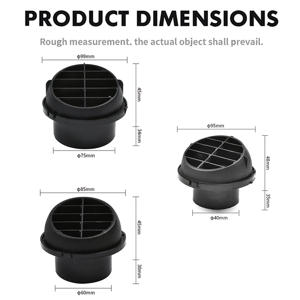 42mm 60mm 75mm Air Vent Ducting Piece Duct Pipe Outlet Rotable For Webasto Eberspaecher Diesel Parking Heater