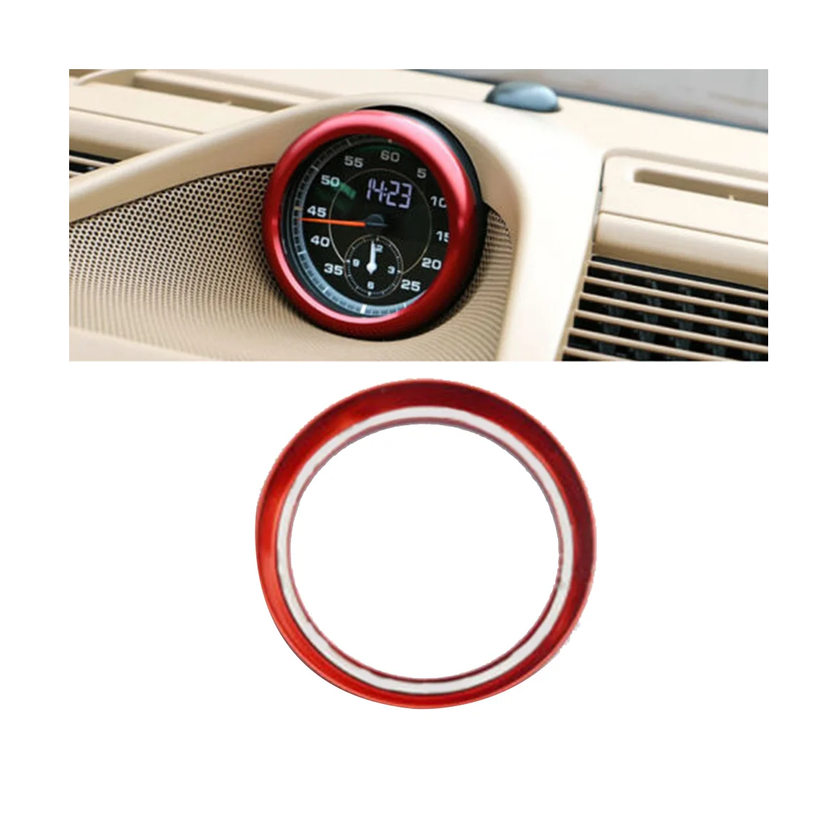 Compass Ring Clock Stopwatch Trim Ring Car Accessories for Porsche Panamera 911 Cayenne Macan,Red