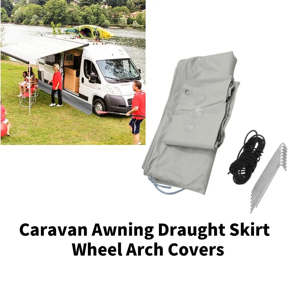 RV Awning Draught Skirt Length 700 X 50cm Deep with Wheel Arch Covers Suckers Draft Accessories for Caravan Motorhome Campervan
