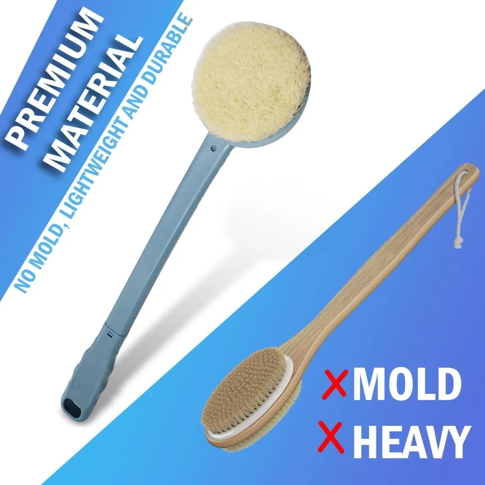 15 Sikat Mandi Gagang Panjang untuk Menggosok Punggung, Tubuh, dan Kaki (Biru)
