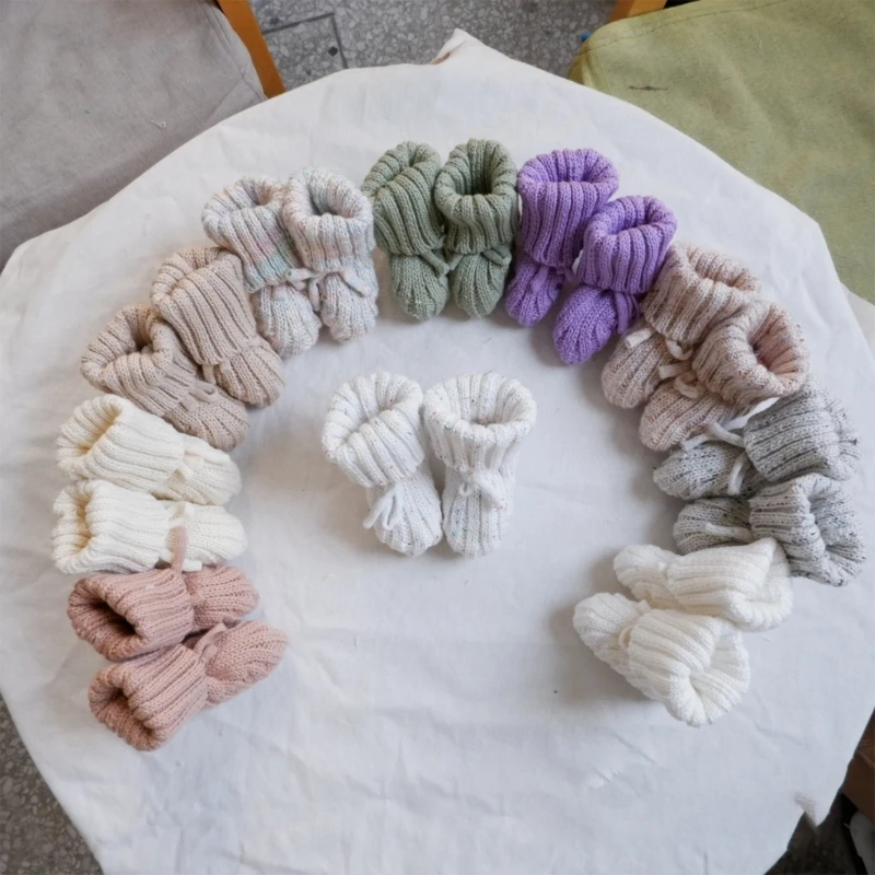 

M76C Baby Booties Newborn First Walkers Soft Knit Socks Warm Knitted Crib Shoes