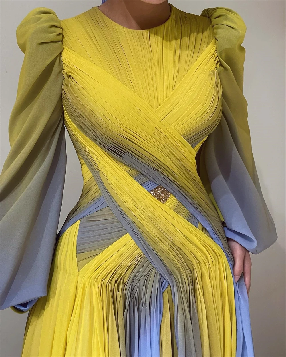 Customized Exquisite Jewel Sheath Cocktail Party Fold Draped Chiffon Prom Dressesفستان سهرهплатье جديد في فساتينvestido blanco