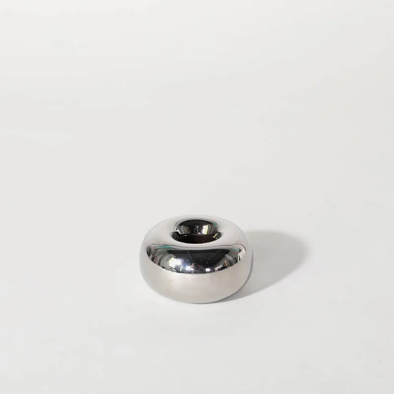 Silver Ceramic Candle Holder Round Doughnut Candlestick Scented Candle Stand Candle Stick Holder Home Decoration Accessories