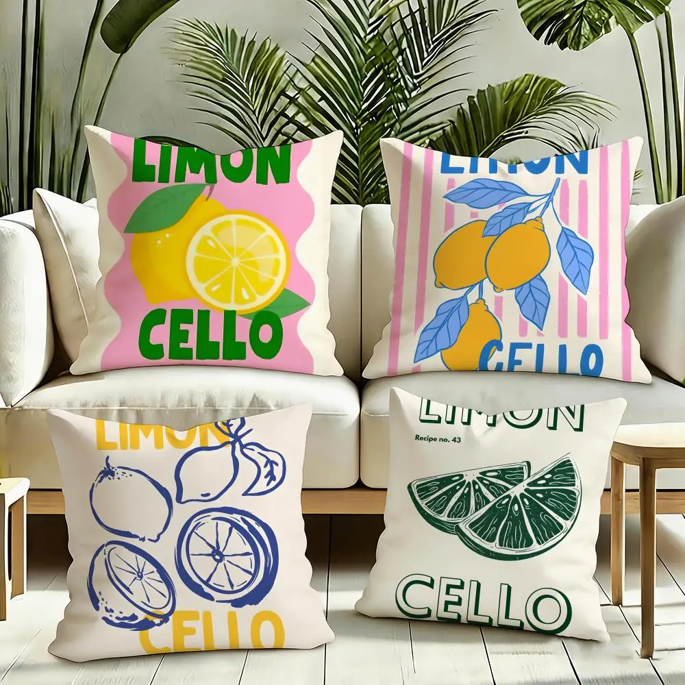 Fashion Lemon Cello Cushion Cover Silky Short Plush Invisible Zipper Dustproof Sofa Pillow Case for Home Decor