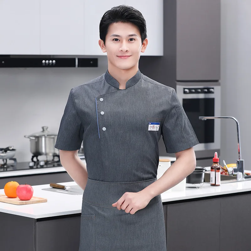 Restaurant chef work clothes for men's short-sleeved thin back strap net hotel baking hotel special chef clothes