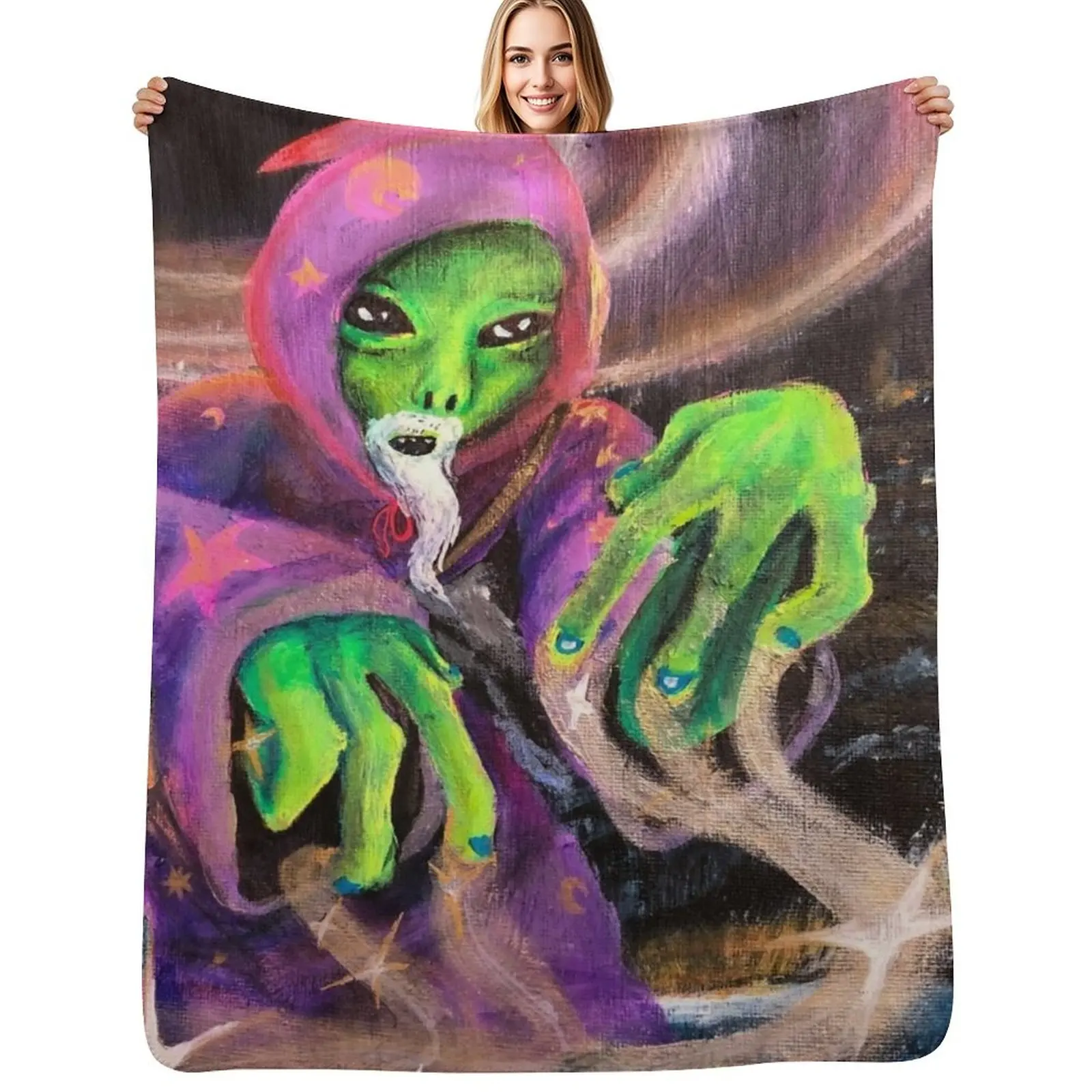 

Funky Little Wizard Martian Throw Blanket Luxury Brand blankets and throws For Baby Custom Blankets