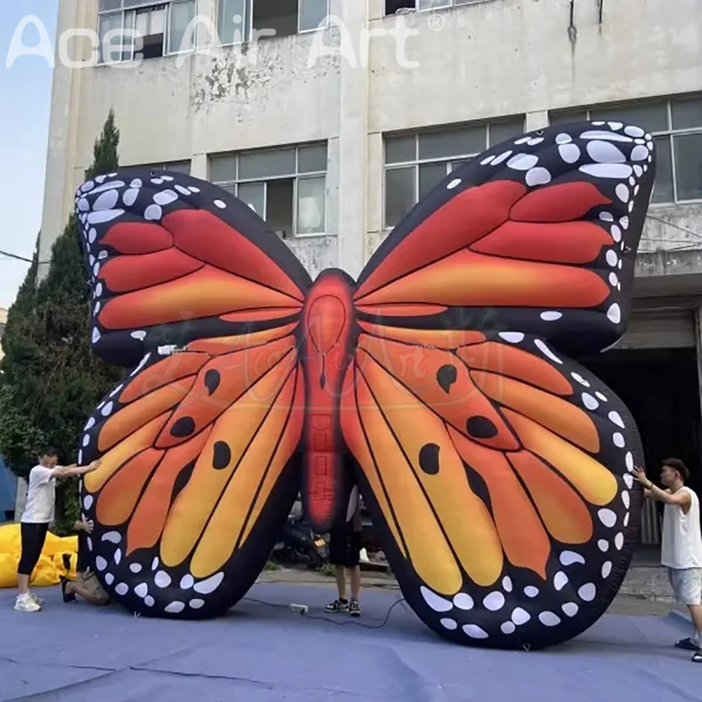 Mariposa inflable gigante personalizada para actuaciones escénicas de festivales para decoración de exhibición publicitaria