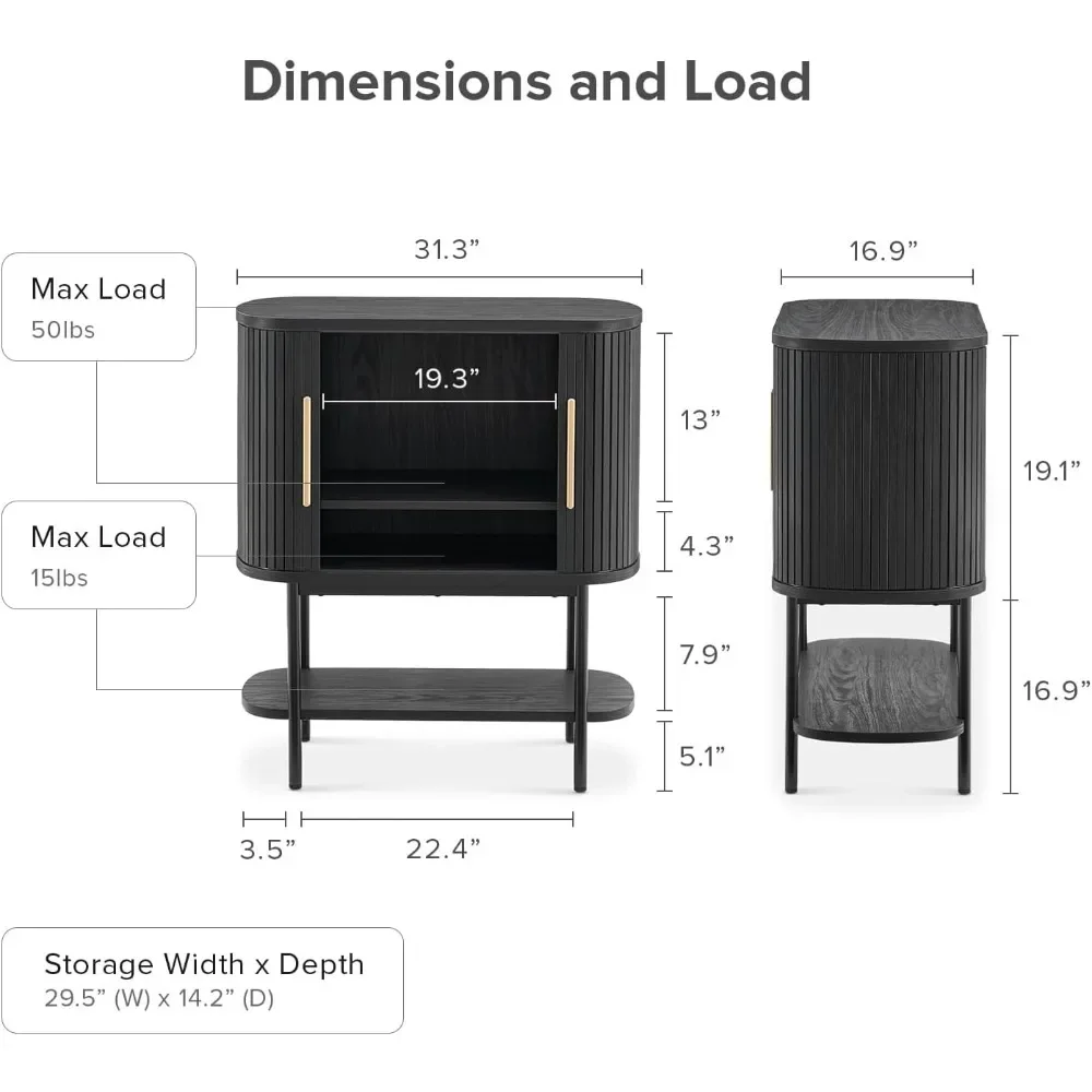 Living Room Cabinet, Fluted Entryway Accent Sofa Tables, Buffet Sideboard With Doors & Shelves|