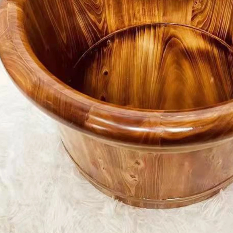 Carbonized Wood Foot Bath Insulated Portable Foot Soak Tub for Home Use Wooden Spa Experience Bath Bucket 30CM