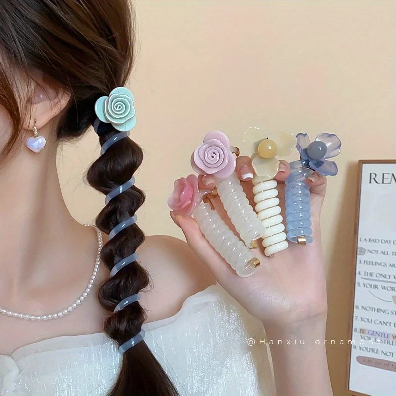 

Набор резинок для волос в стиле бохо с цветком — эластичные ленты с пузырьковой косой и нежной тканью, аксессуары для волос без зацепов, повседневная одежда