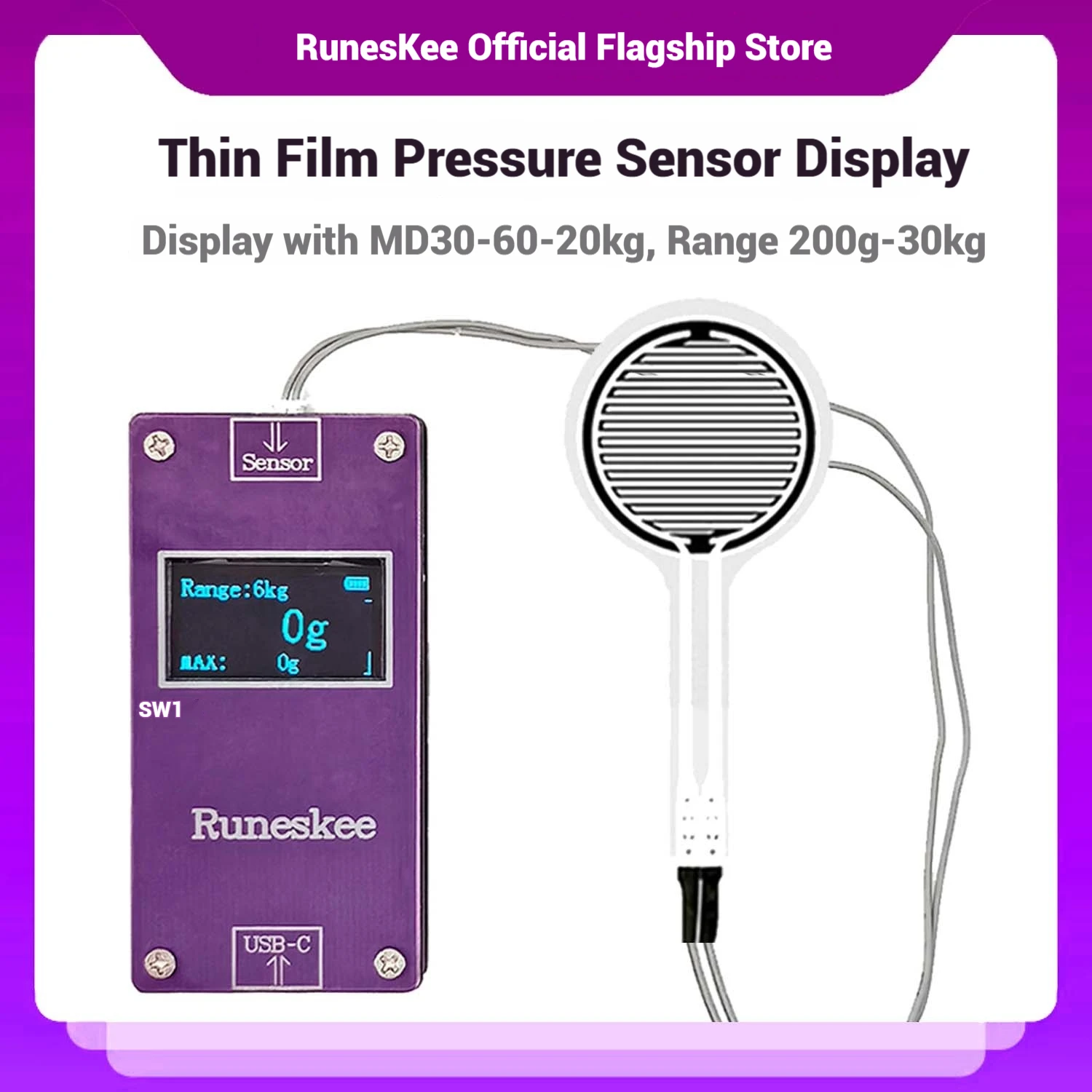 

30kg MD30-60 with Digital Thin Film Pressure Sensor Display CMCU-05A Pressure Transmitter Module DIY Transducer