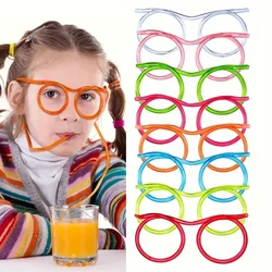 8pcs Creative Funny Straw Glasses Flexible Drinking Tube Novelty Entertainment Accessories for Holiday Birthday Party Gifts