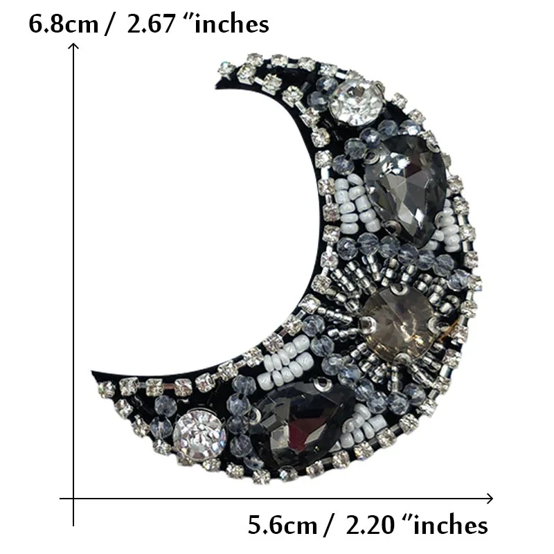 Mode Mond Strass Perlen Patches für Kleidung Nähen auf Pailletten Parch Abzeichen Applikation bestickt Parches Bordados Para – Detail 4