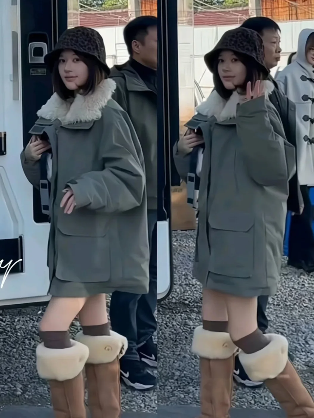 

Теплая парка с меховым воротником и омбре для женщин, повседневная рабочая одежда средней длины, длинная куртка на одной пуговице