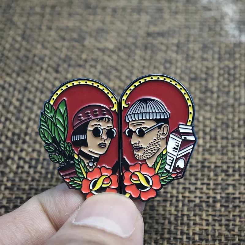 أفلام الحب الكلاسيكية ليون: بروش دبوس المينا الاحترافي شارة معدنية حقائب الظهر الديكور هدية عيد الحب الملحقات #3