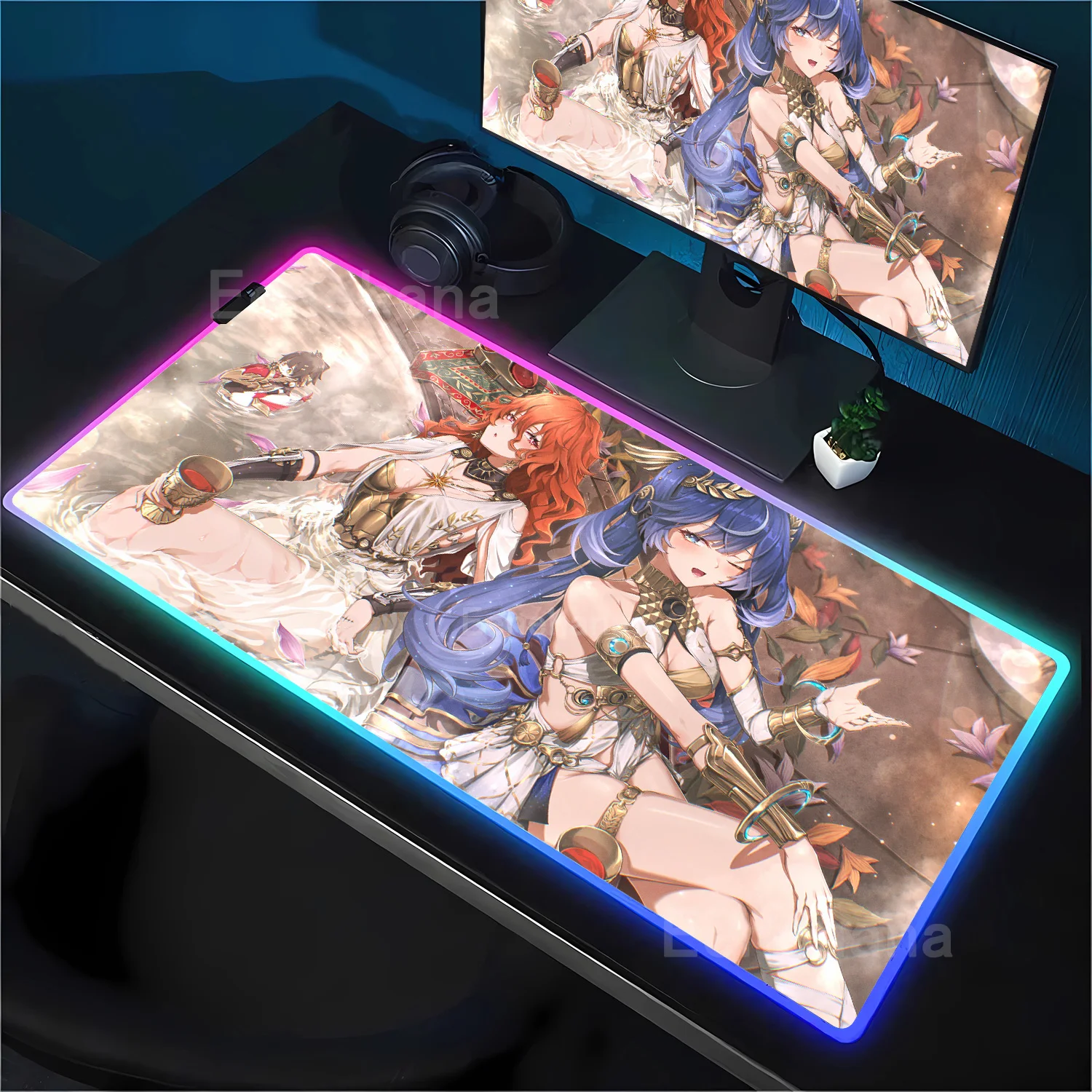 

RGB Mouse Pad Wuthering Waves Augusta Mousepad Laptop Sexy Gaming Keyboard Rug PC Anime Girl Gamer office accessories Desk Mat