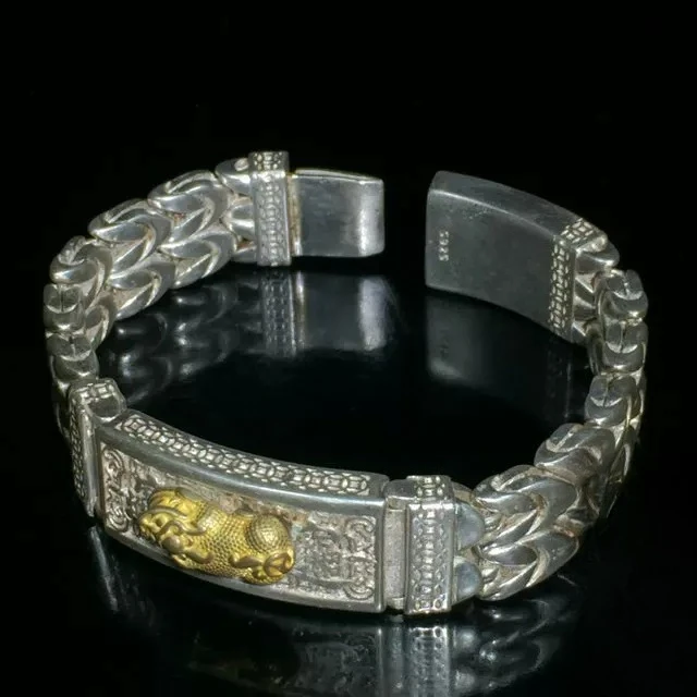 Jewelry, retro Pixiu bracelet trendy men's fashion,  silver jewelry.