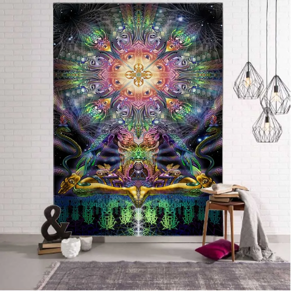 VIKAMA Psychedelischer kosmischer Wandteppich, Galaxie, Farbverlauf, Wohnzimmer, Schlafzimmer, Bohemian, spirituelle Energie, Feldkunst, Raumdekoration