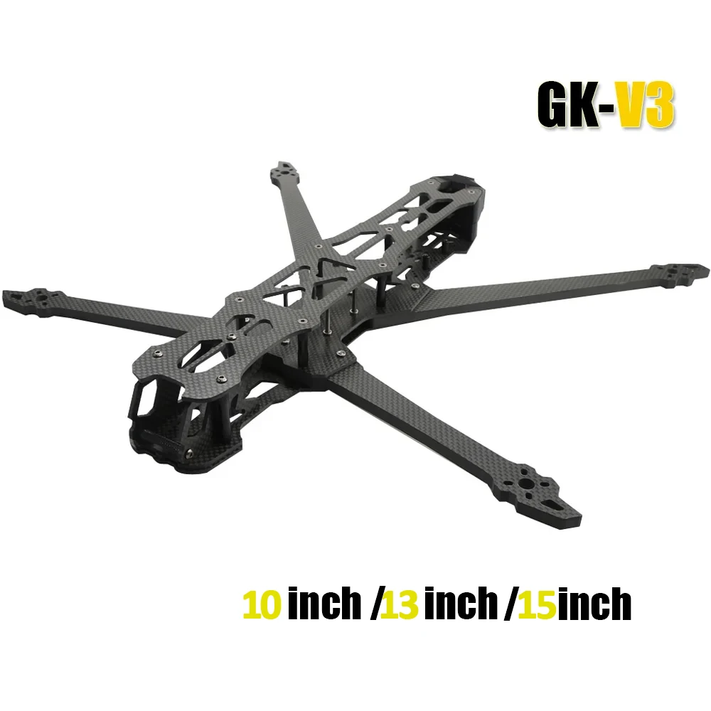 GK-V3 gk 10 polegadas/13 polegadas/15 polegadas 3k carbo firber fpv kit de estrutura de drone para rc de longo alcance fpv acessórios de drone de corrida