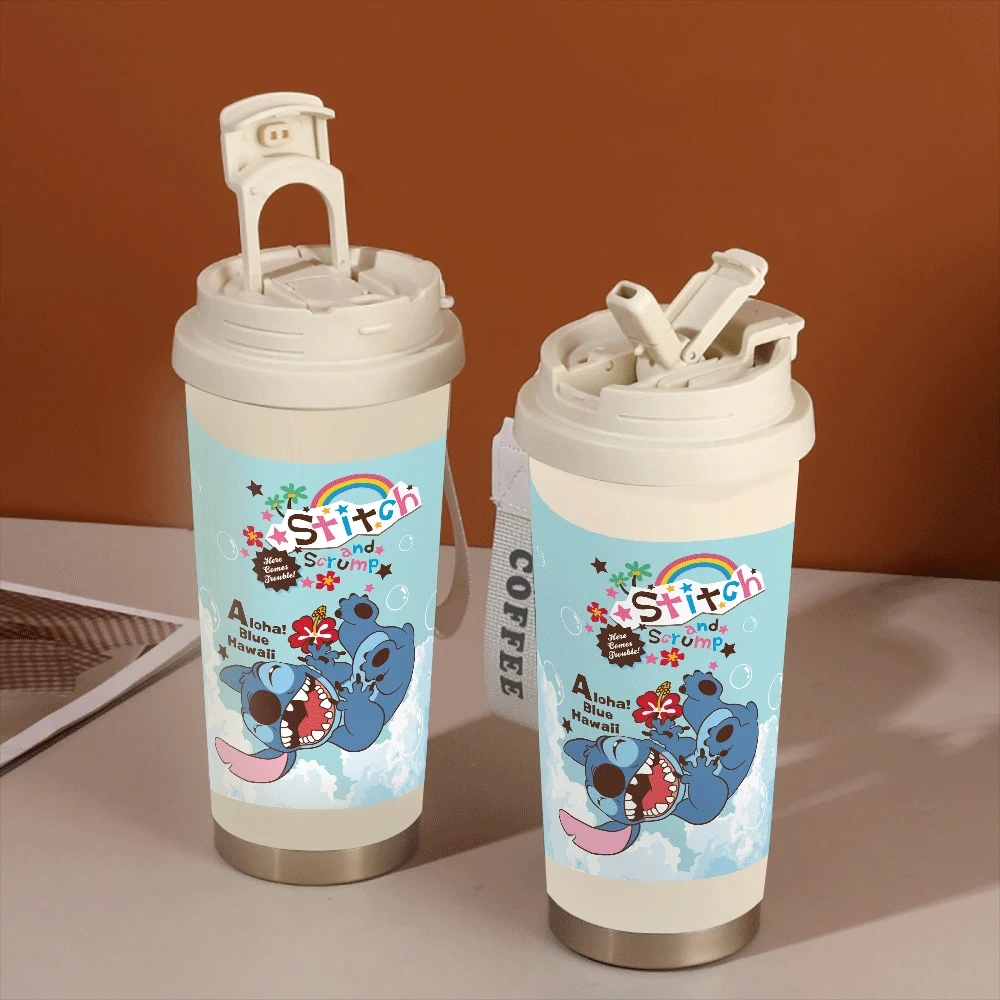 

Lilo Stitch Straw Cup Leakproof Women Drinking Cup Bottle 304 Stainless Stitch Series Cute Cartoon Sports Outdoor