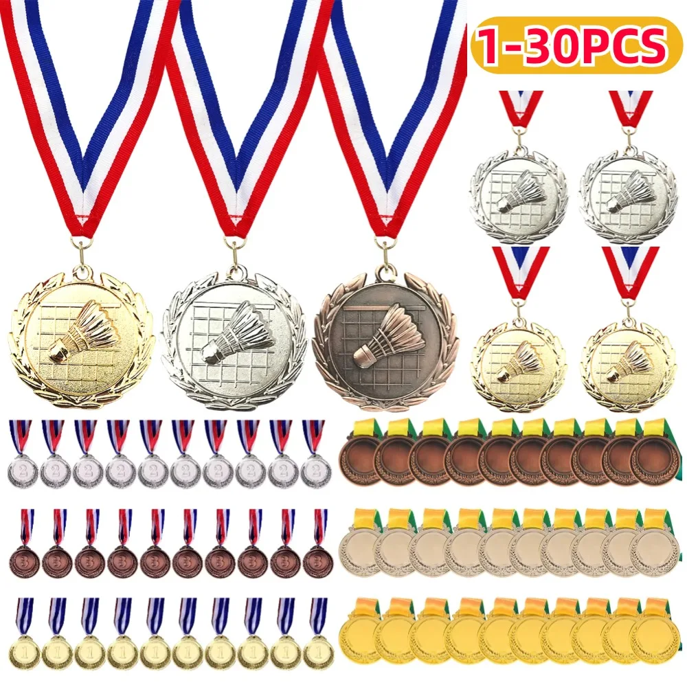 1-30pcs Gold Silver Bronze Metal Badminton Award Medals Winner Reward Competition Prizes for Games Sports Winner Prize Medals