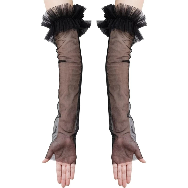 Luvas noiva elegantes luvas malha para eventos especiais Seethrough sem os dedos mangas do braço para o jantar