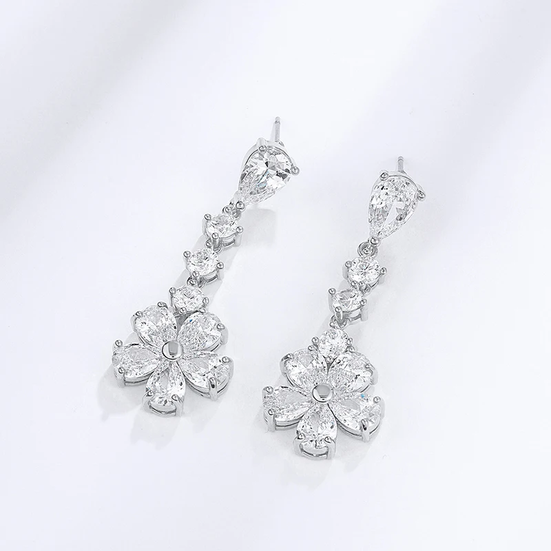 WEIMANJINGDIAN Brand New Arrival Cubic Zirconia Flower Wedding Drop Earrings for Women Bride Mother\'s Jewelry Gifts