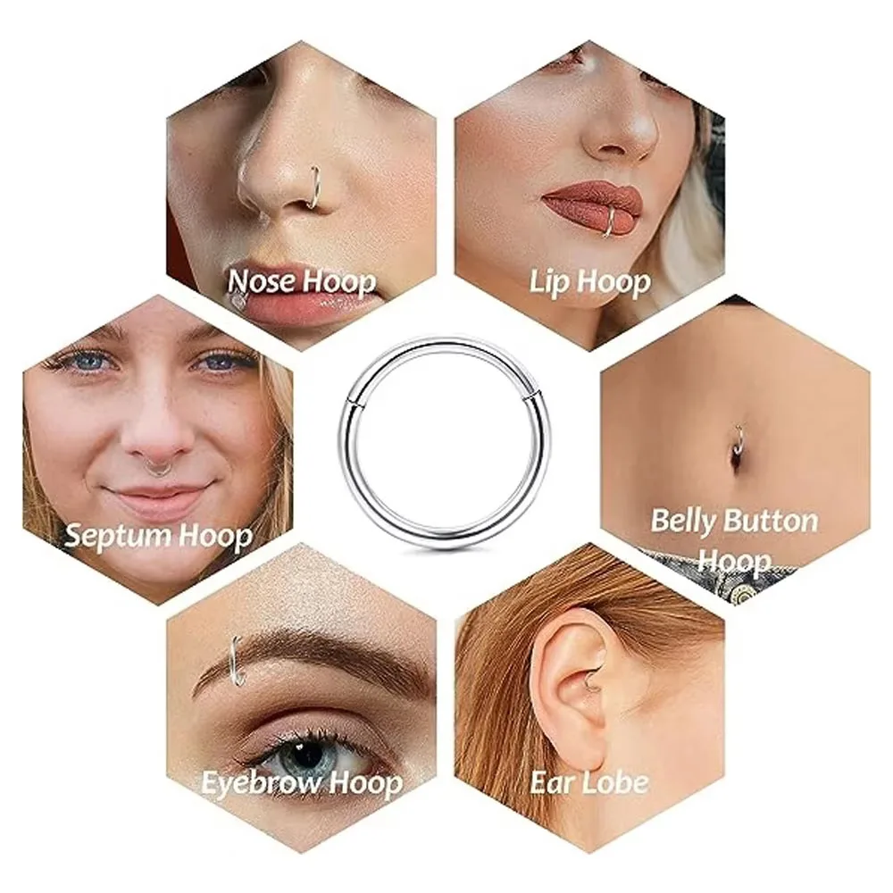 1PC Stainless Steel Septum Clicker Segment Hinged Ring Nose Lip Hoop Cartilage Tragus Helix Earring Earlobe Piercing Jewelry 18G