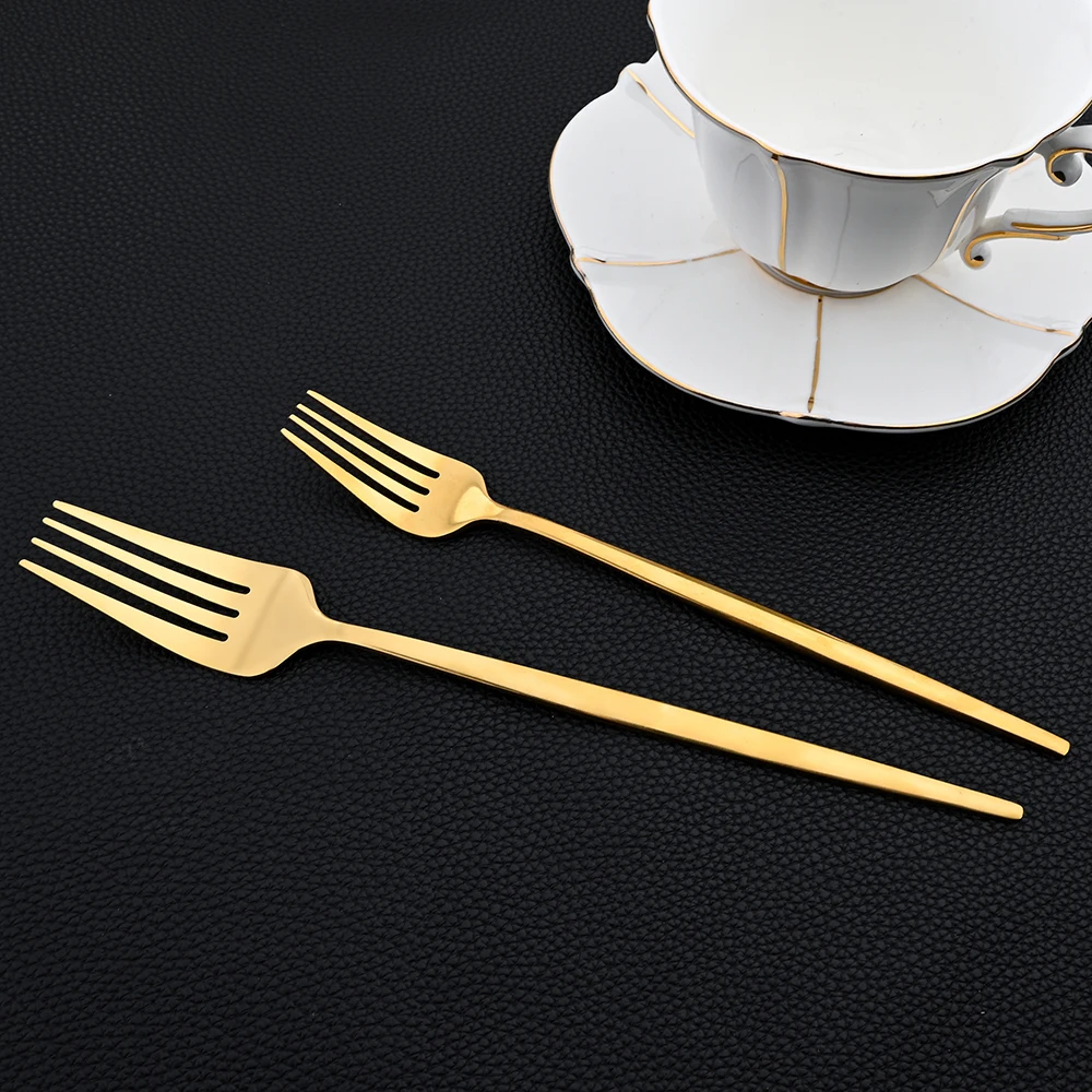 AJOYOUS Tableware Set Stainless Steel 1Pcs Dinnerware Dessert Knife Fork Tes Spoon Kitchen Flatware Gold Cutlery Silverware Set