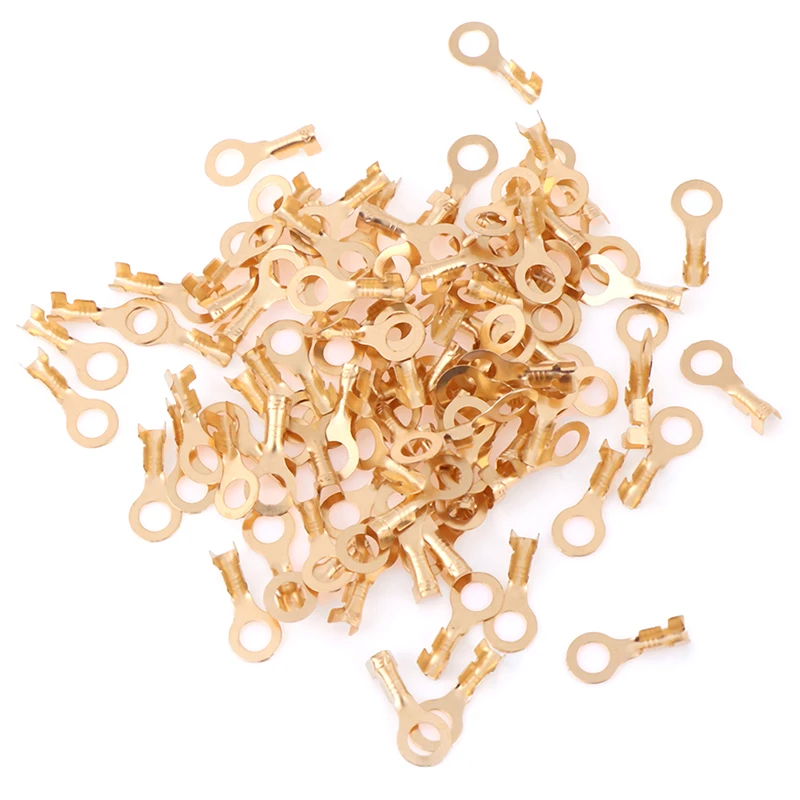 100Pcs 4.2mm Gold Brass Round Terminal Power Supply Wire Contor