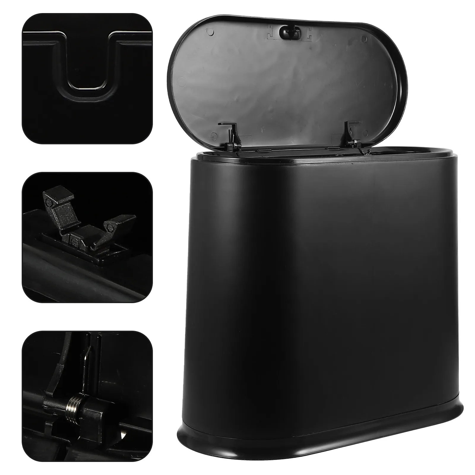 Slim Trash Can with Lid, PP Material, Compact Design for Small Spaces, Hallways, Corners & Bathrooms