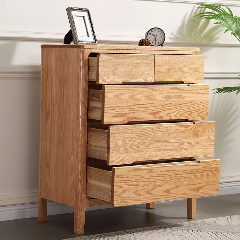 Factory direct sales all solid wood chest cabinet pure North American red oak bucket cabinet bedroom chest of drawers six seven