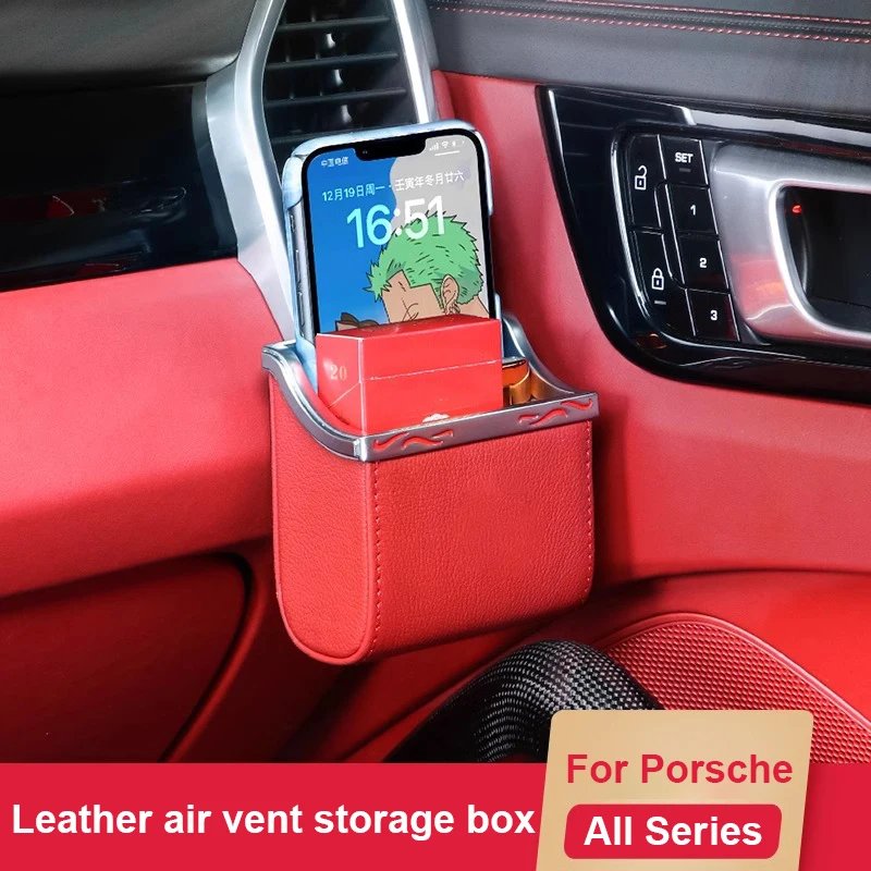 

Car Air Vent Outlet Storage Box For Porsche Cayenne Macan All Series Auto Interior Phone Holder Pocket Organizer Hanging Bag