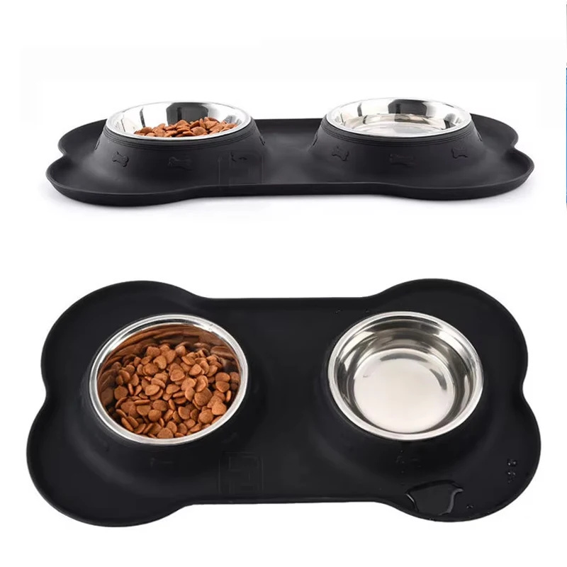 Stainless Steel Pet Bowls Food Feeder Bowl with No Spill Non-Skid Silicone Mat for Small Medium Large Dogs Cats Puppies