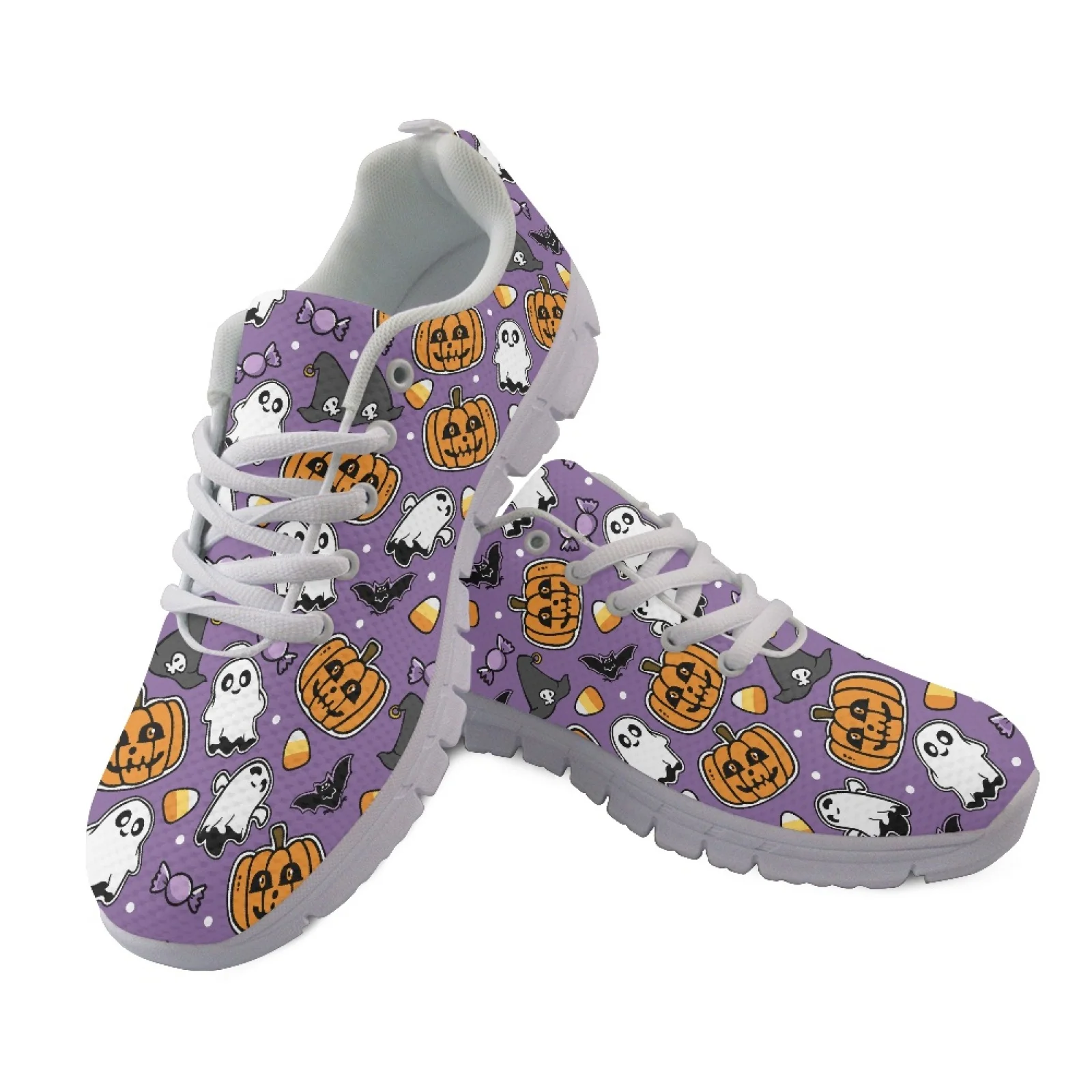 Coloranimal Cute Ghost Pumpkins Sports Tennis Shoes Running Shoes for Womens Lace-up Running Sneakers