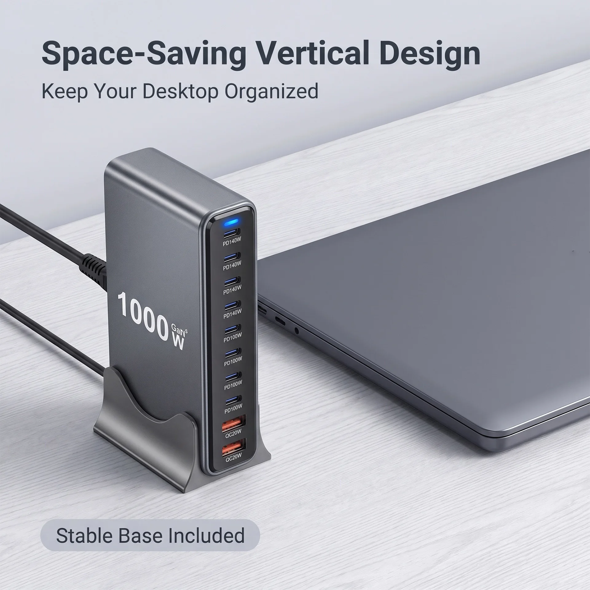 Hot Multi-Device USB-C Hub 10-Port PD3.1 GaN Fast Charger 1000W Desktop Charging Station Adapters for Laptop Phone Home Office