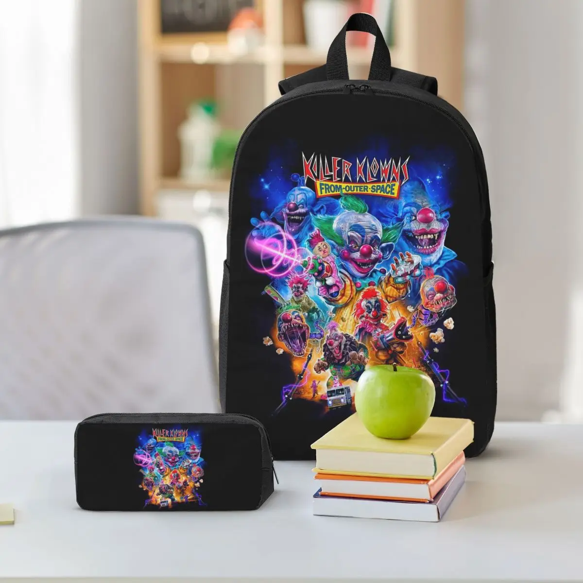 Killer Klowns From Outer Space Funny Horror Movie Backpack BookBag School Bag Shoulder Bags 3ps Insulated Lunch Bag Pencil Case