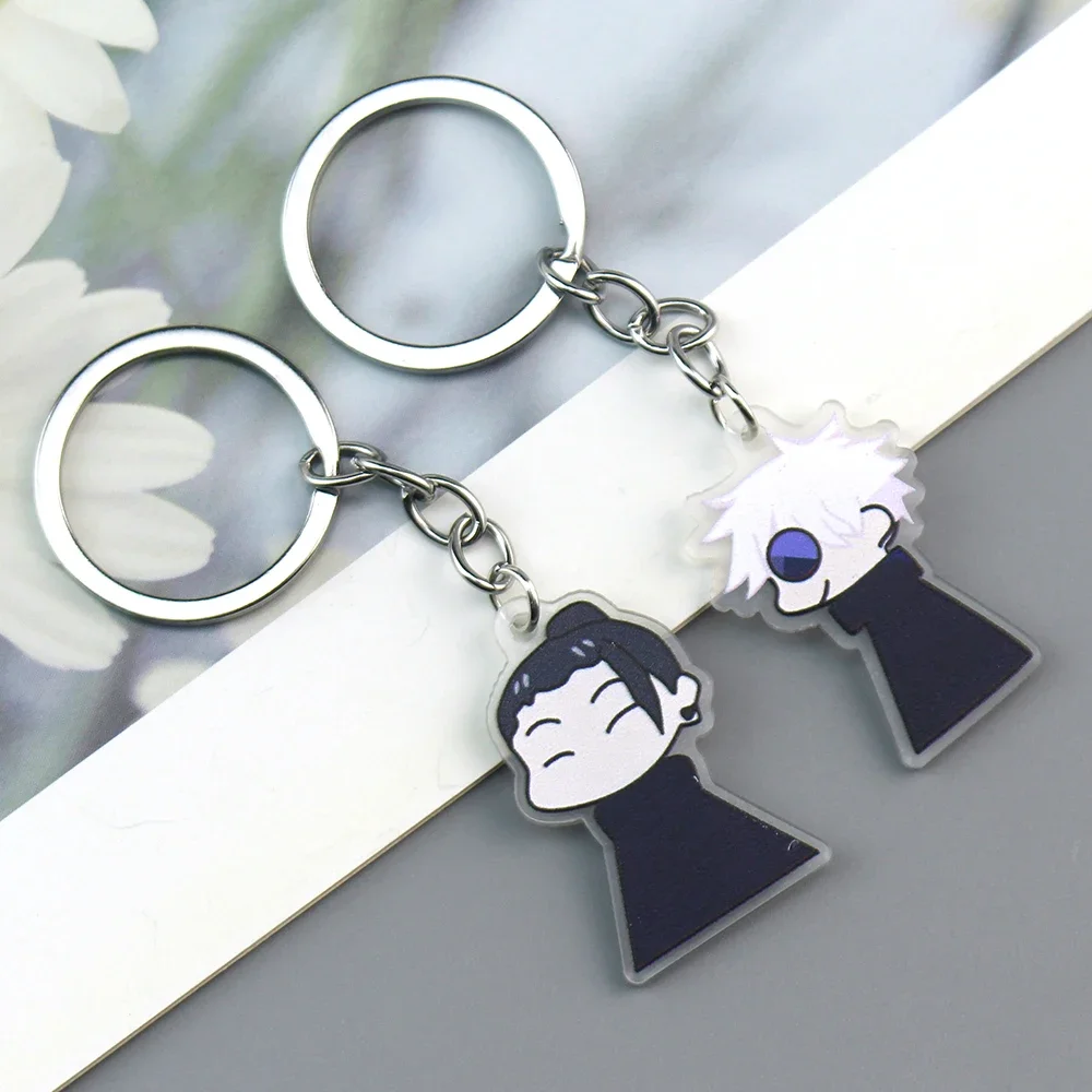 Anime Gojo Geto Keychain Man Key Chain for Women Accessories Cute Bag Pendant Key Ring Acrylic Cartoon for Friends Gifts