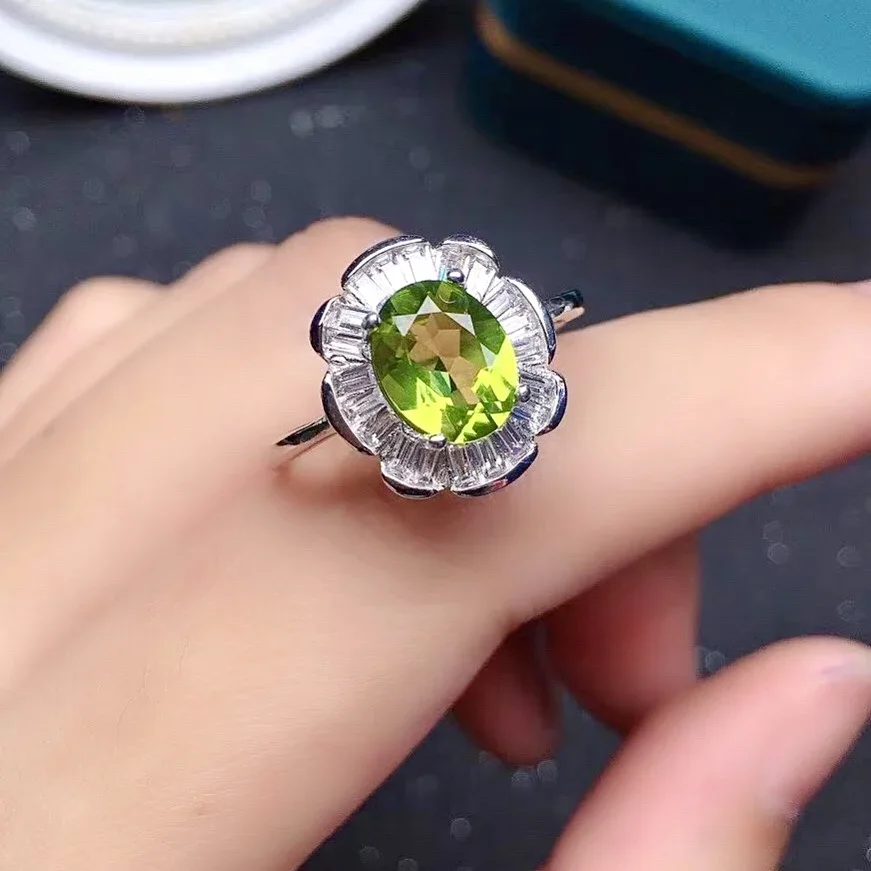 100%Natural Perdiot 2ct 7mm *9mm VVS Grade Natural Perdiot Ring for Daily Wear Solid 925 Silver Peridot Jewelry  Sterling Silver