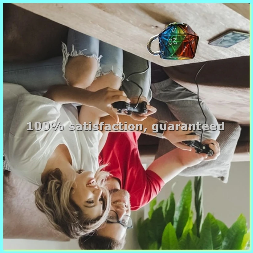 

Кружка для кофе с кубиками D20 в виде радуги, многогранная кружка-кубик с ручкой, игровая кружка для любителей игр, подарочная кружка - AD23