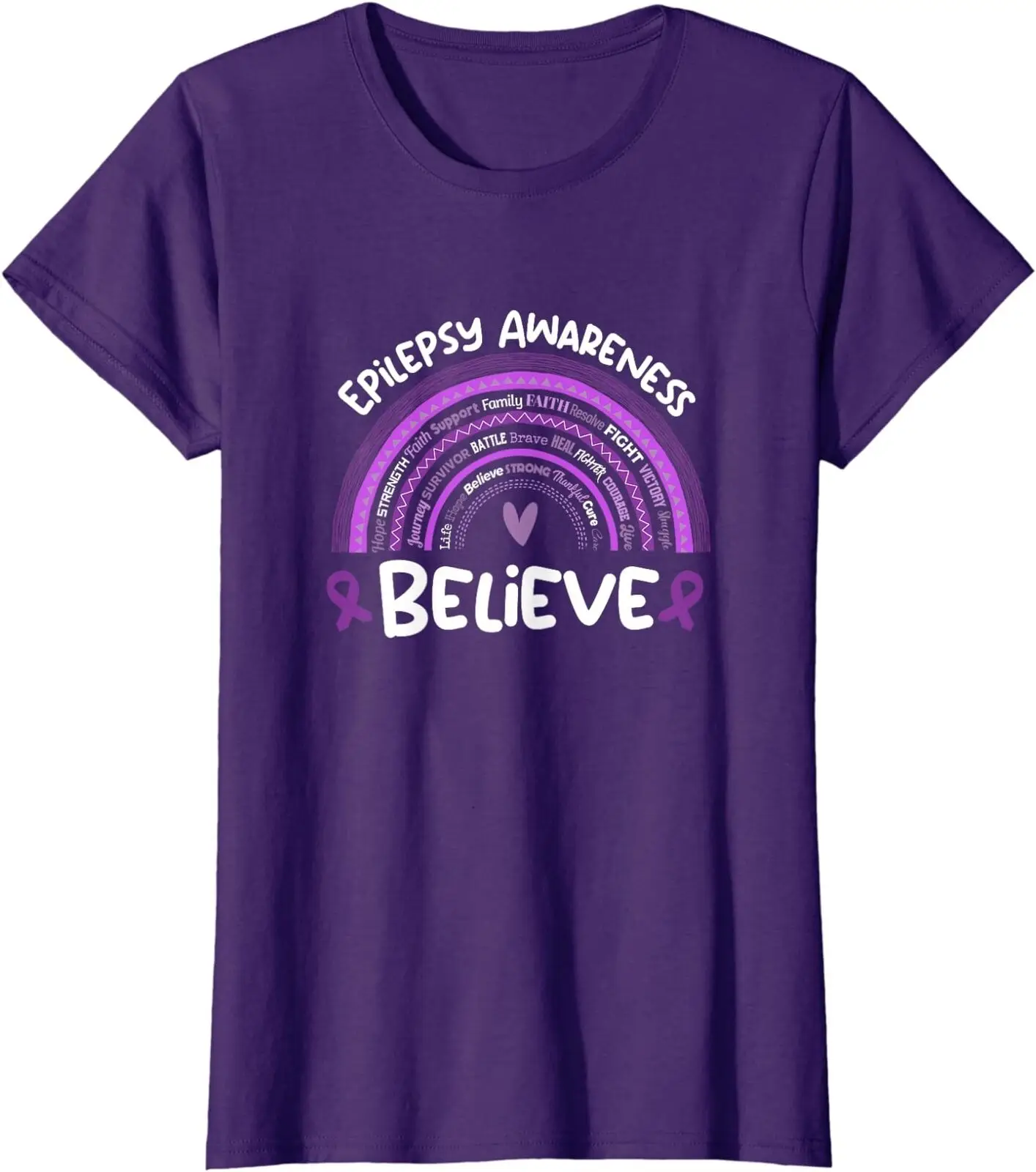 Believe-Camiseta de cuello redondo para mujer, camisa de la familia, el mes de la concienciación sobre la epilepsia