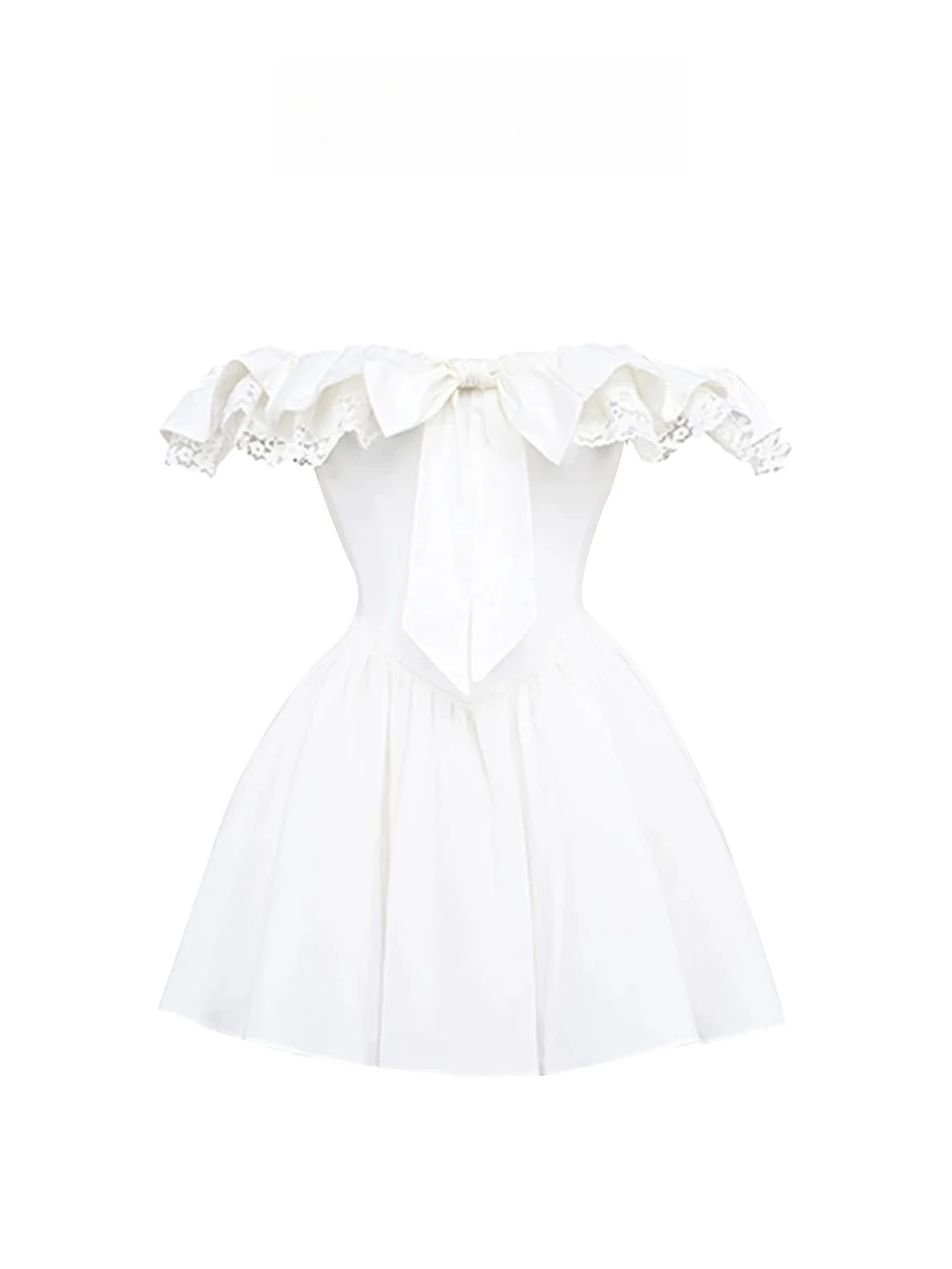 

Ele Lace Knot One oulder Dr Women Summer Sweet Girl Puffy Skirt Commute Sle Korean Version A-Line Skirt