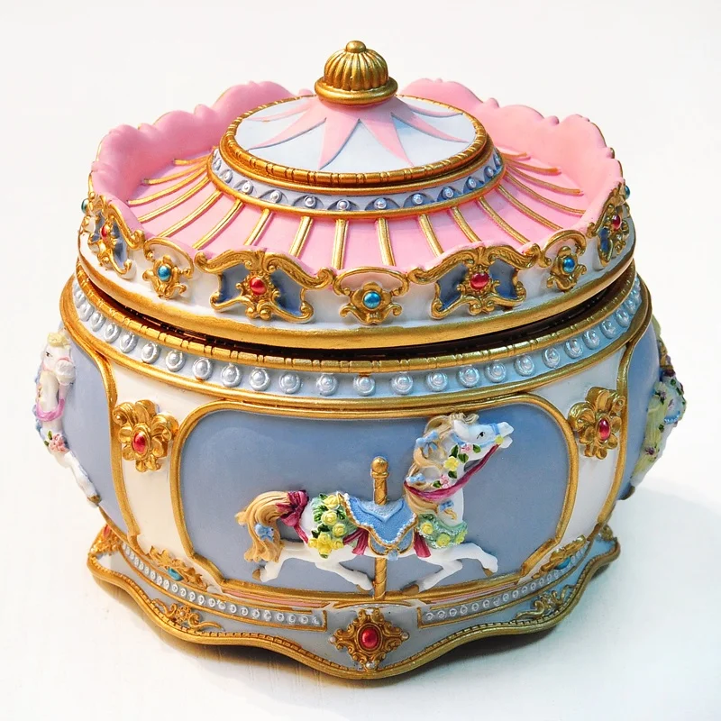 

Factory wholesale polyresin figurine carousel music box