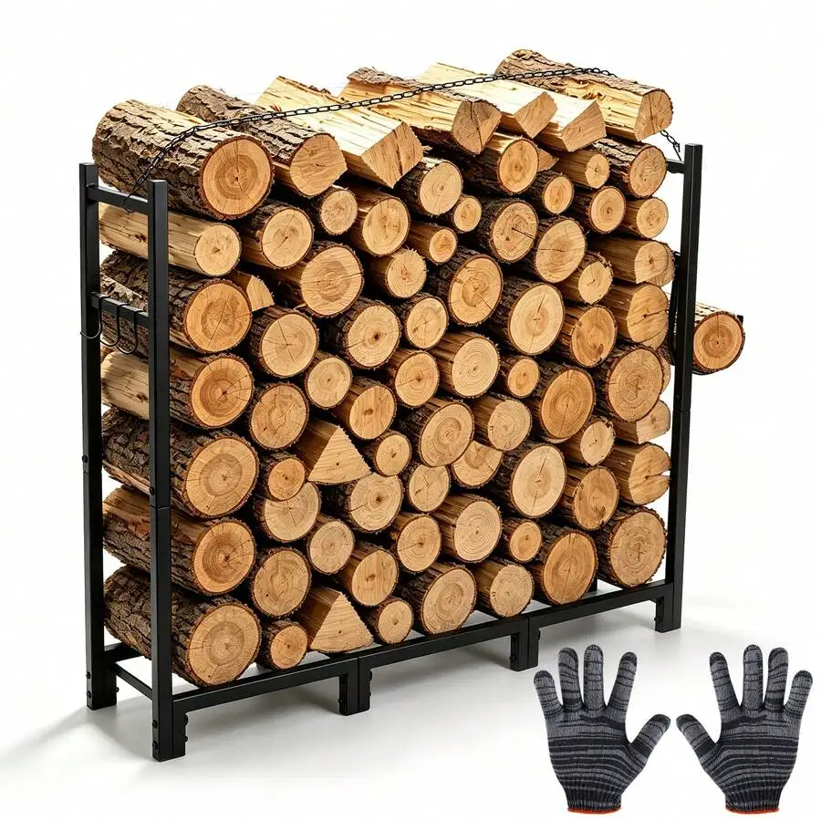 34inch Firewood Rack Indoor With Log Carrier,Outdoor Wood Rack For Firewood
