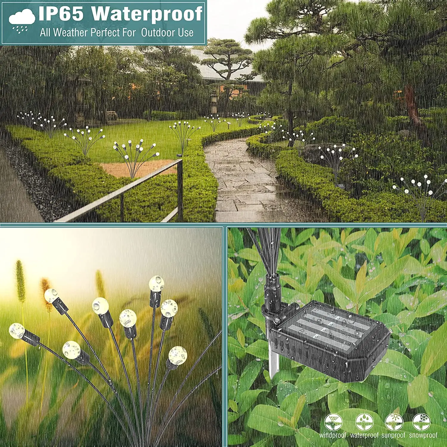12 luces LED solares de luciérnaga, luz Solar de fuegos artificiales para jardín, luz oscilante impermeable para Patio, decoración de caminos