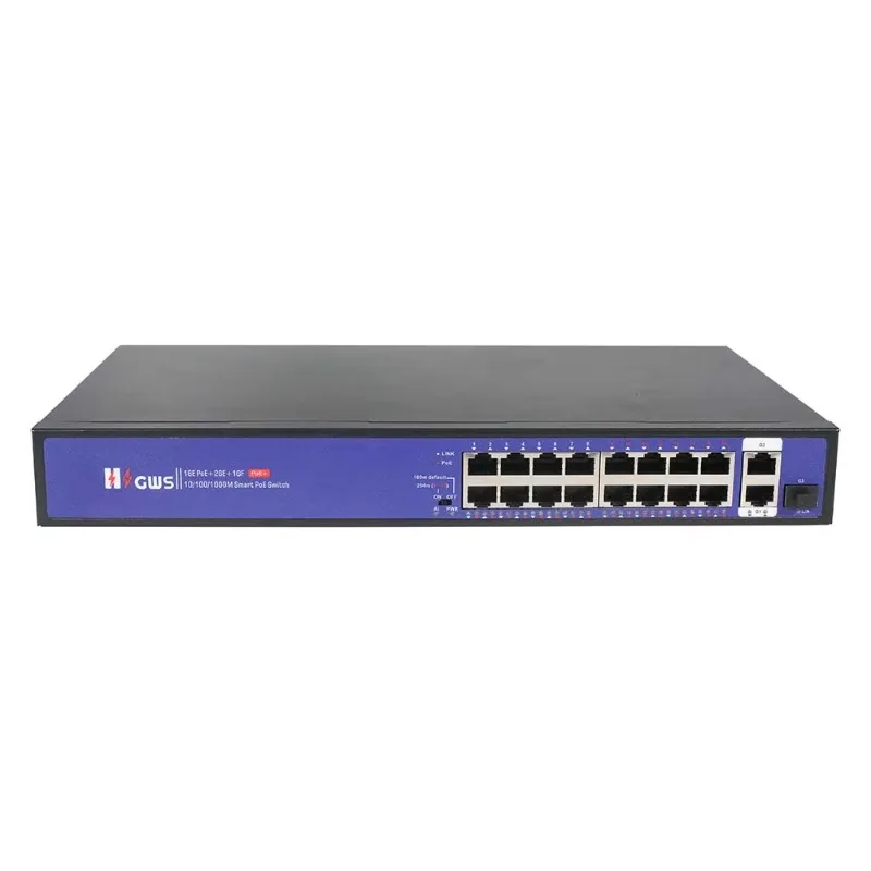 

16*100M Port Unmanaged Smart AI PoE Network Switches Uplink with Gigabit SFP Uplink Ports DC48V