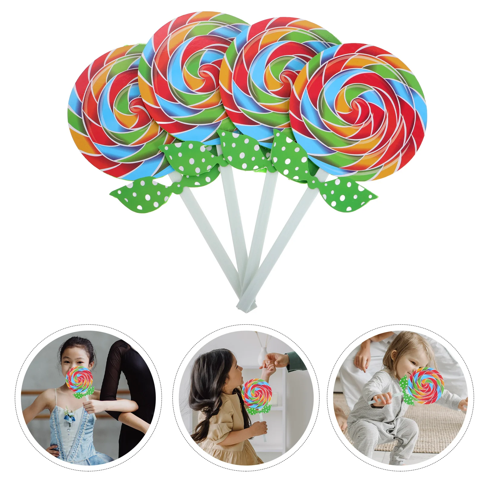 

4Pcs Colorful Lollipop Props Large Fake Candy Ornaments Dance Performance Photo Studio Party Fake Lollipops