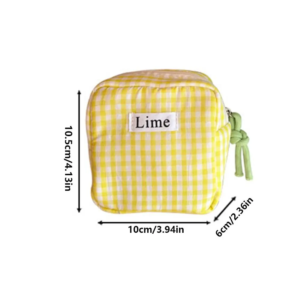 Plaid Mini Cosmetic Bag Large Capacity Sanitary Napkin Storage Bags Cotton Girls Physiological Period Tampon Organizer